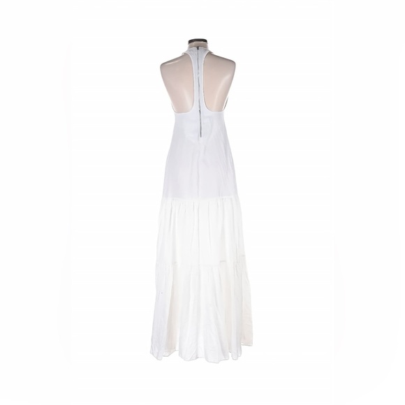 L’AGENCE White Halter Maxi Dress Size 4 | Cupro Cotton Blend | Elegant Racerback - Picture 2 of 8